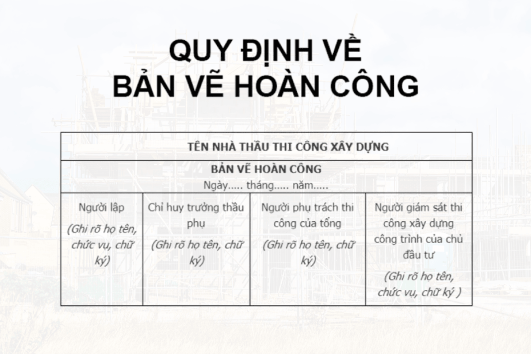 Quy định về bản vẽ hoàn công