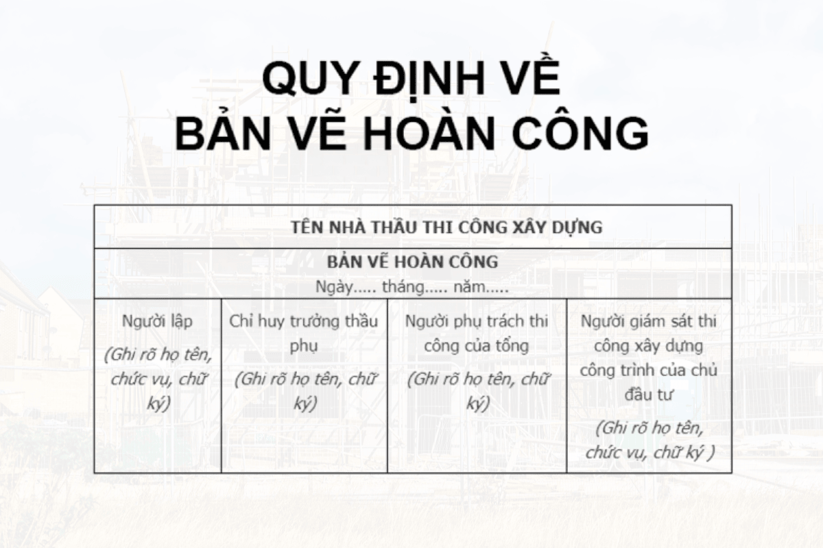 Quy định về bản vẽ hoàn công