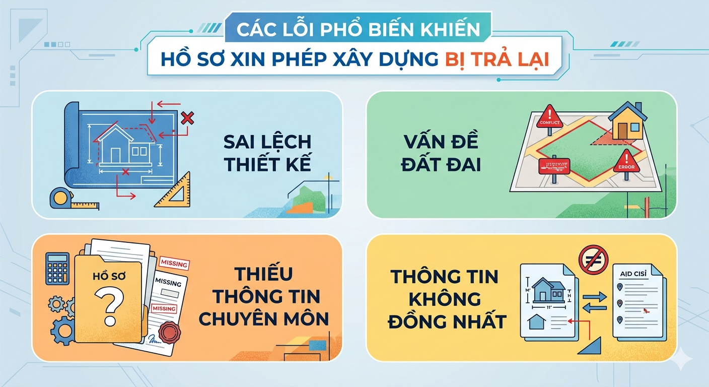 Dịch vụ xin phép xây dựng nhà ở và những thay đổi pháp lý quan trọng từ năm 2026 2 Các lỗi phổ biến khiến hồ sơ bị trả lại