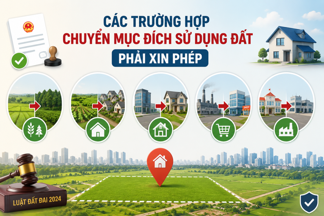 Các trường hợp chuyển mục đích sử dụng đất phải xin phép