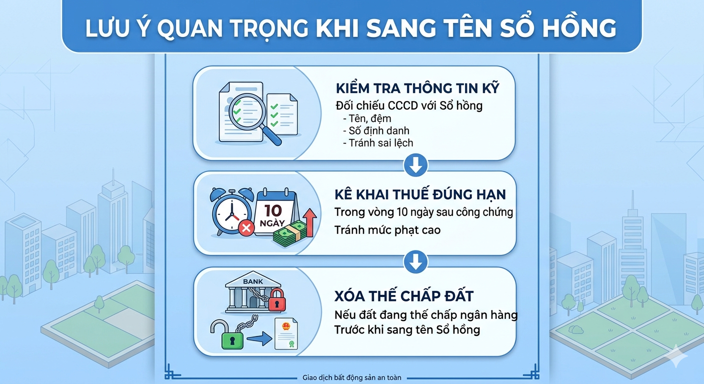 Lưu ý quan trọng khi sang tên sổ hồng